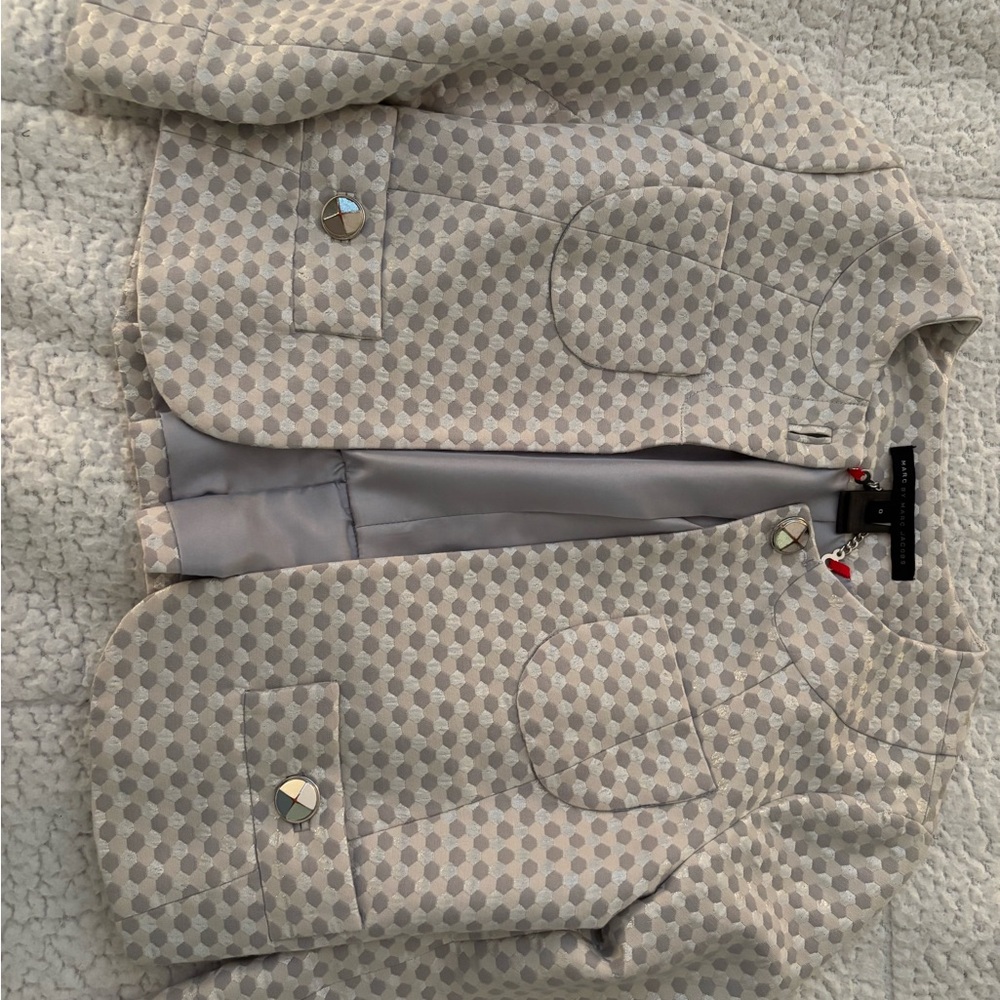 Marc Jacobs Gray and Cream Cropped Blazer - Like New